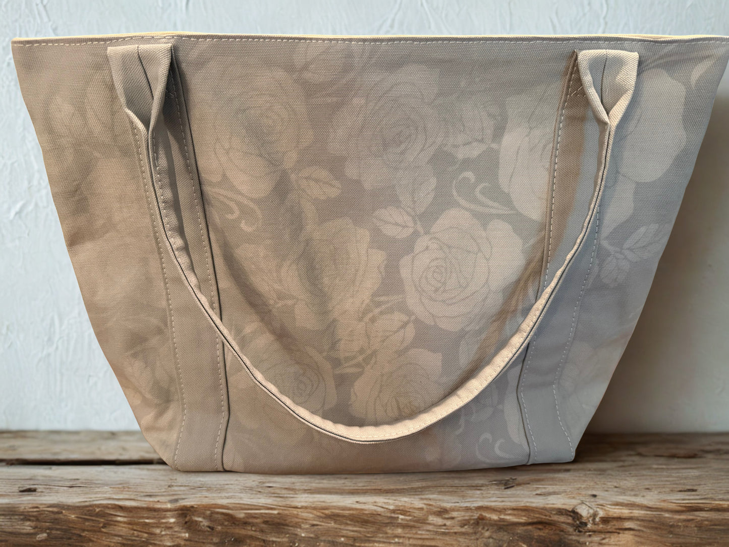 Country Bloom Tote- Grey Rose - Medium