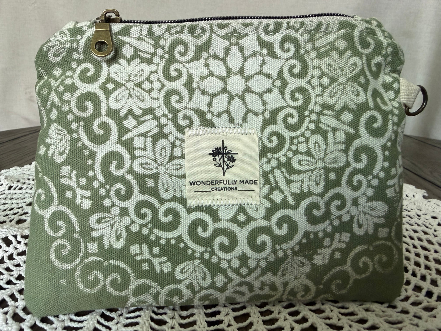 Sage Green Butterfly Zipper Pouch