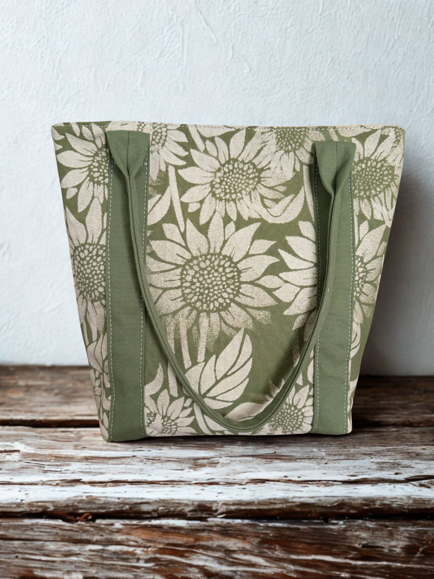 Country Bloom Tote-Handmade Sunflower Canvas Bag - Medium