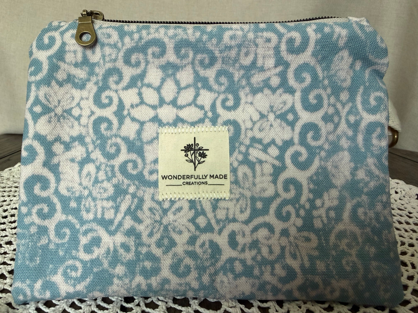 Light Blue Butterfly Zipper Pouch