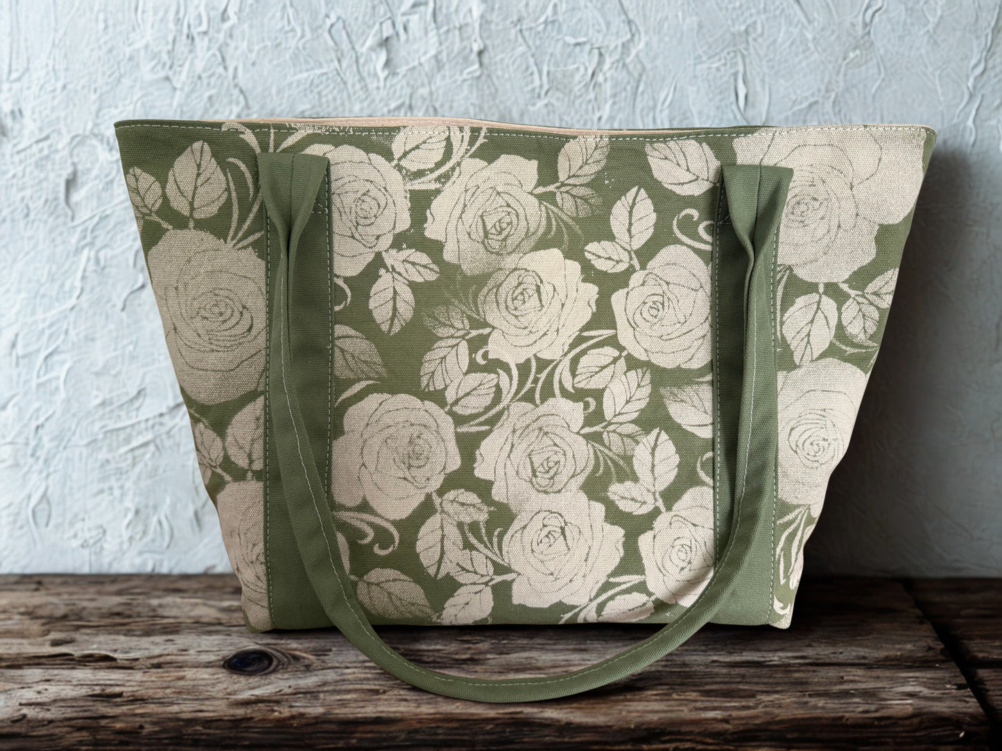 Country Bloom Tote- Sage Rose - Large