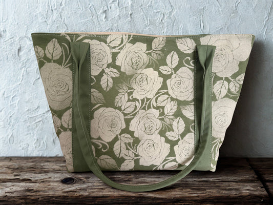 Country Bloom Tote- Sage Rose - Large