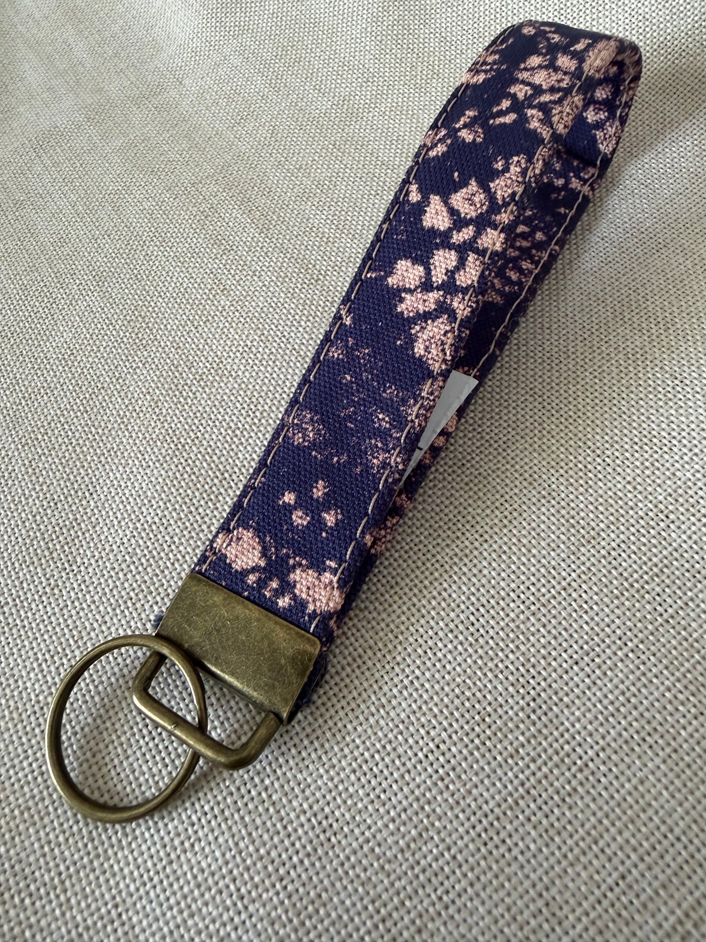 Dark Blue Floral Wristlet