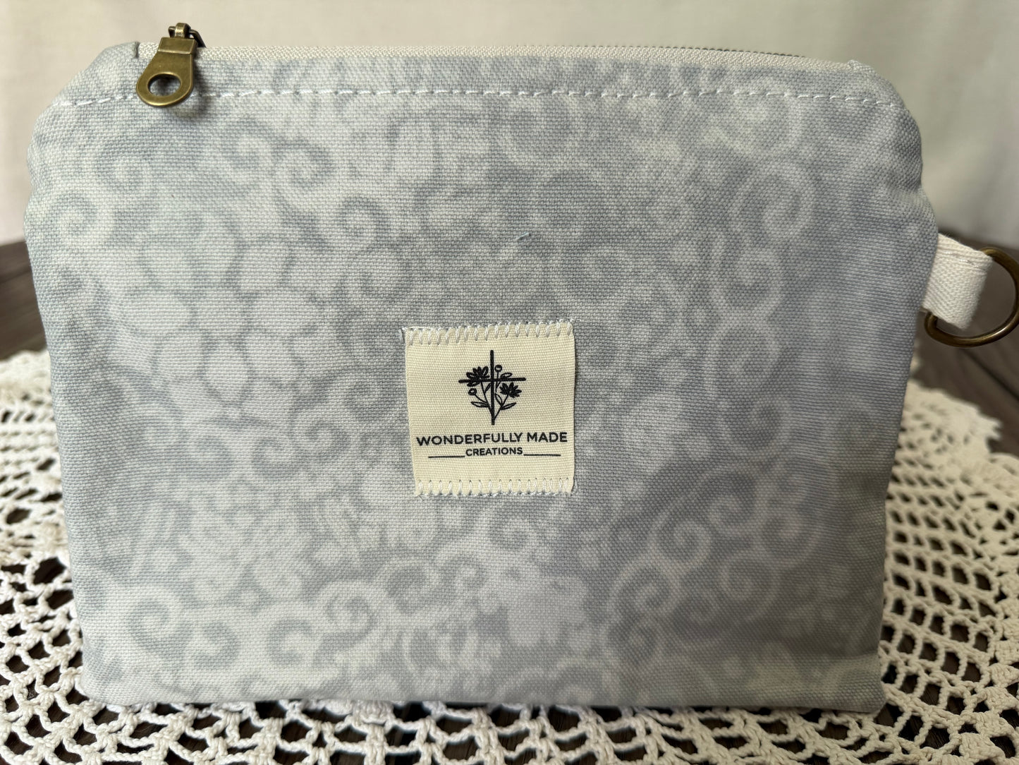 Grey Butterfly Zipper Pouch