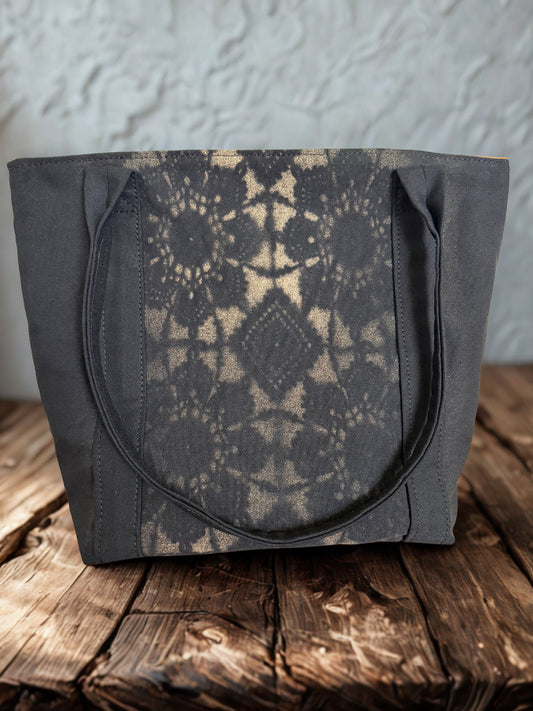 Country Bloom Tote - Handmade Lace Canvas Bag - Medium